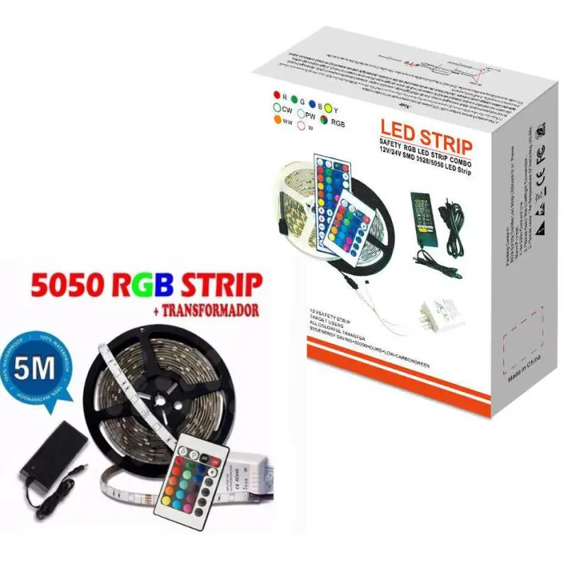5M 10M 15M 5050 Led Strip DC12V RGB Flexible Tape Led Ribbon Led Strip Light With IR Remote For Home kitchen Christmas Party Dec