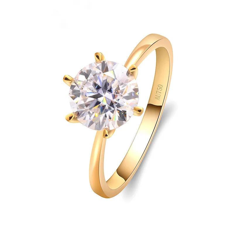 

Custom 18k solid yellow gold 1.5carat 7.5mm round GH color moissanite lab diamond engagement ring