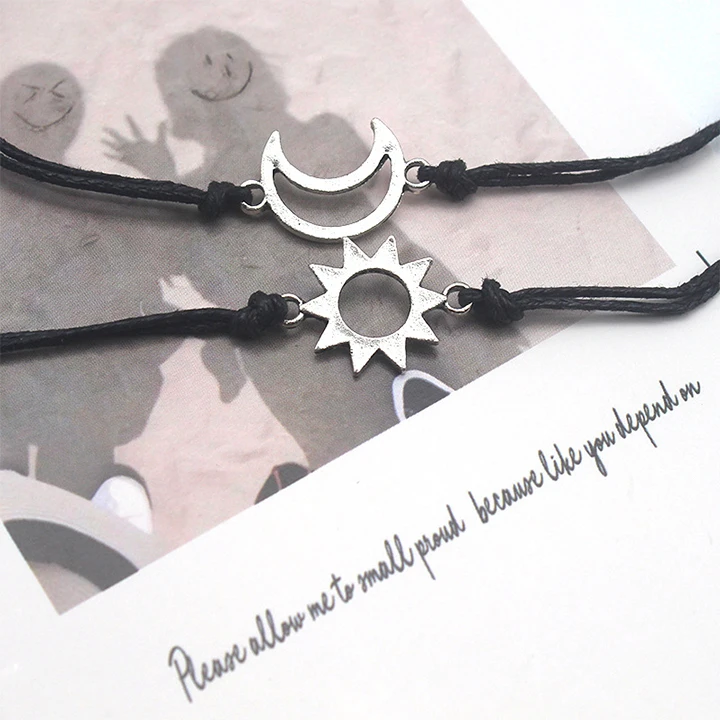

Amazon Hot Sale Woven Friendship Bracelet Jewelry Best Friend Bracelets for 2 Creative Sun Moon Bracelet, Picture shows