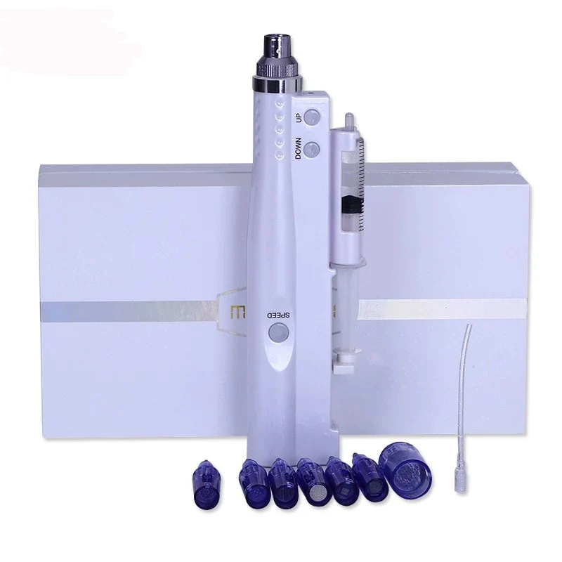 

2 in 1 Electric Microneedling Auto Mesotherapy Injection Gun Crystal Injector Nano Derma Pen Micro Needle Skin Care