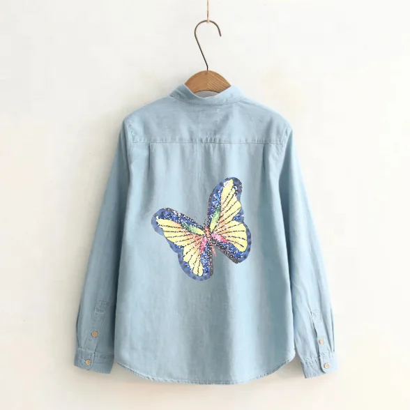 

Leisure Blue Denim Thin Cotton Bottoming Jacket Girl Fashion Jacket