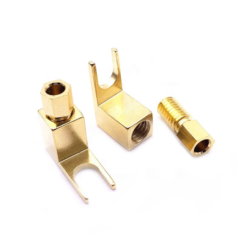 

4mm Gold Plated Brass Banana to Spade Adapter Plug Y Type Speaker Cable Connector Banana Socket