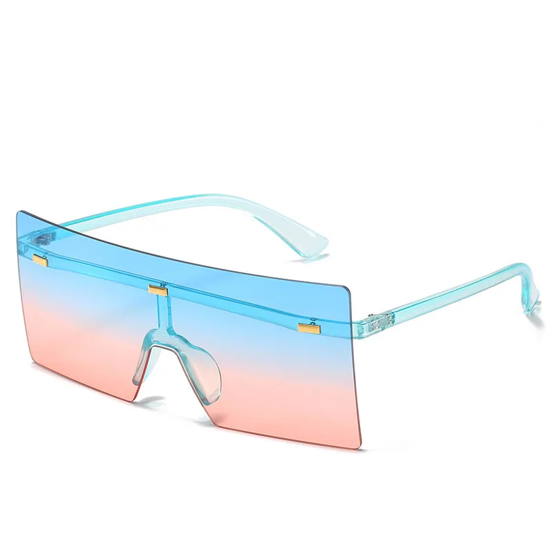 

Customized European and American fashion big square frame sun glasses gradient color retro midin one-piece sunglasses