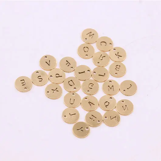 

14K Gold Filled Jewelry Findings 6mm Round Disc initial Necklace Bracelet Letter Charm Pendant