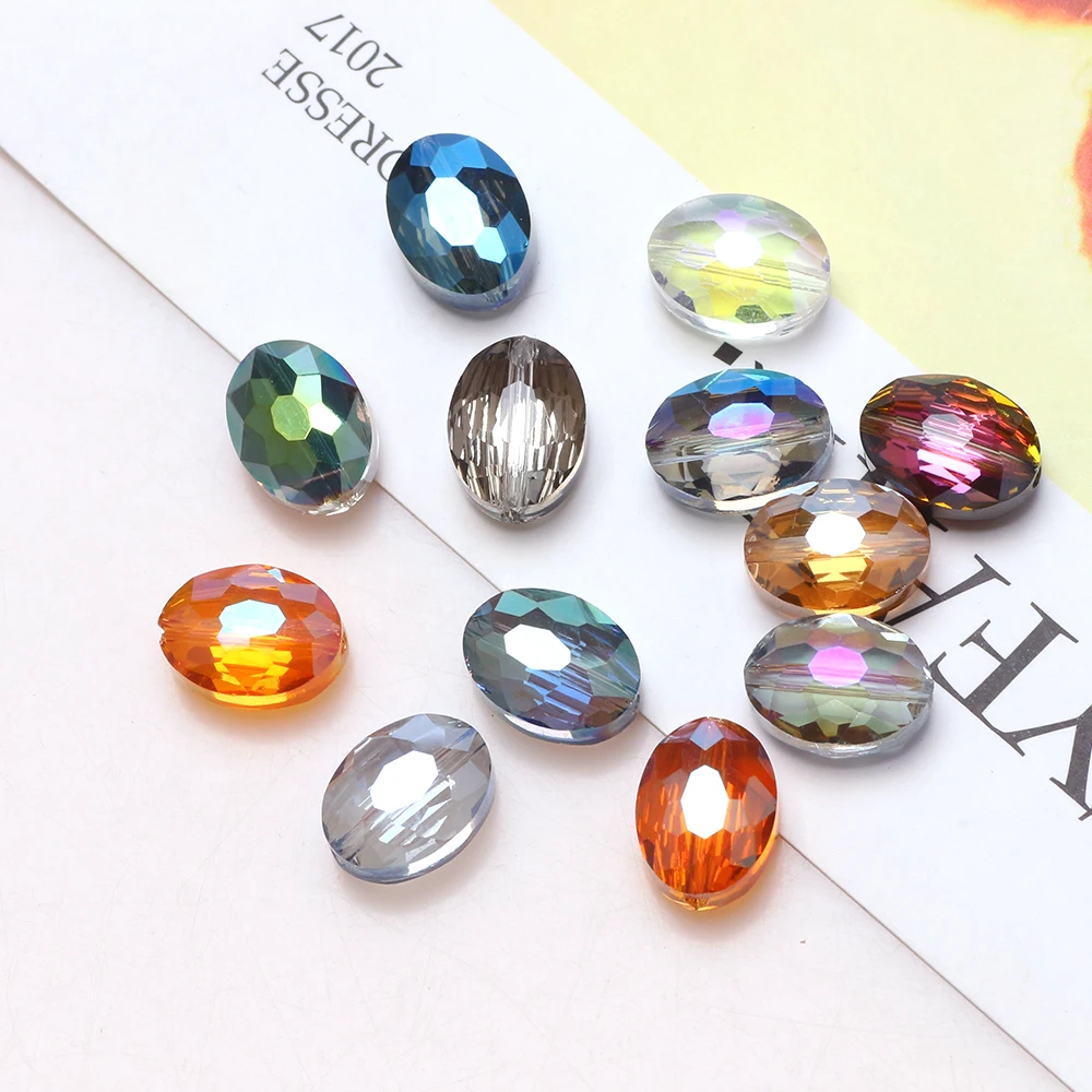

Flat Oval Glass Beads For Jewelry Making Crystal Rondelle Beads For Necklace Bracelet Earring Home Decoration DIY Accessories