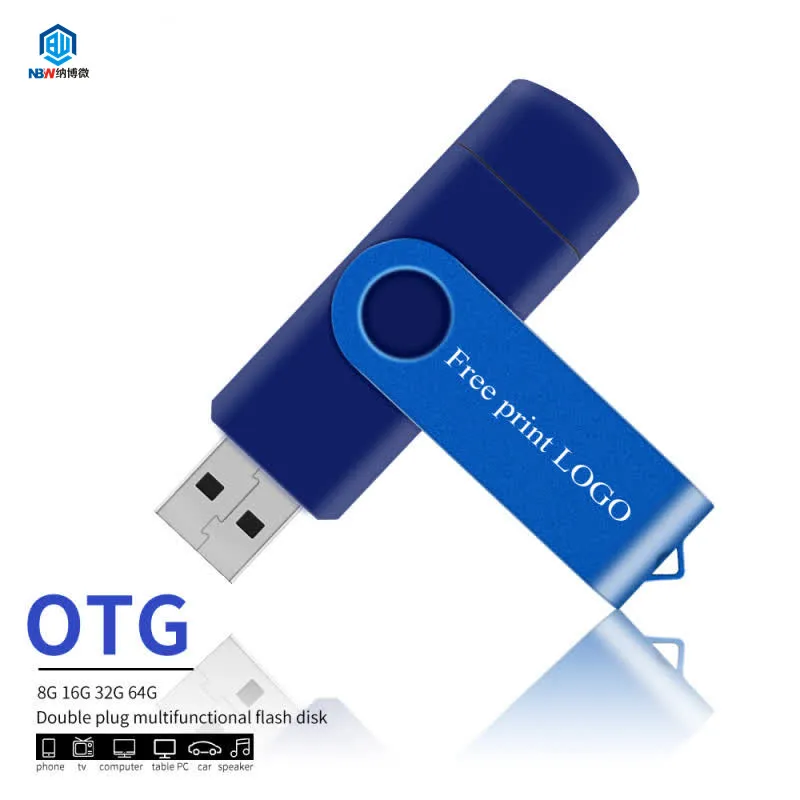Free Custom Logo Swivel Micro OTG USB Flash Pen Drive 2 in 1 Memory Stick For Mobile Phone PC - ANKUX.COM