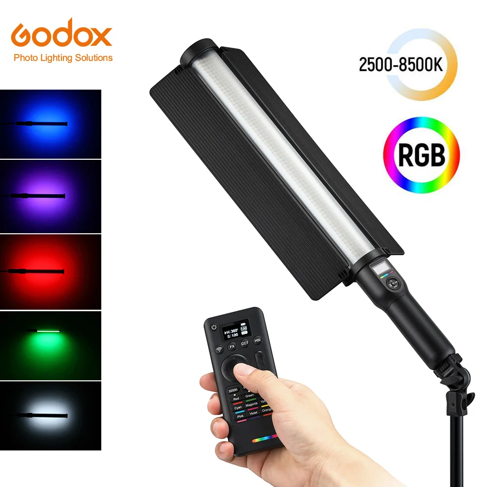

Godox LC500R 2500K-8500K Bi-Color Full Color RGB LED Light Stick Lighting Effects CRI 96 TLCI 98 with Remote Control & Barndoor, White