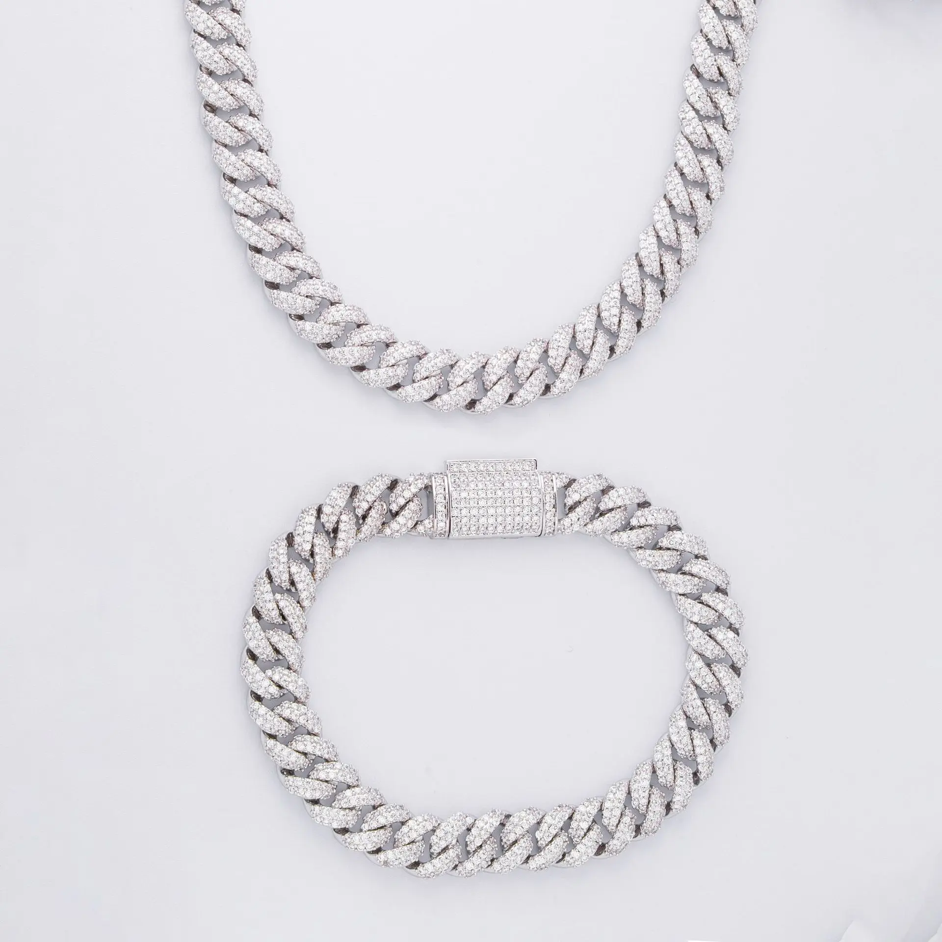 

2020 New Arrival Luxury Jewelry Lock Cuban Link Chain Necklace Sets
