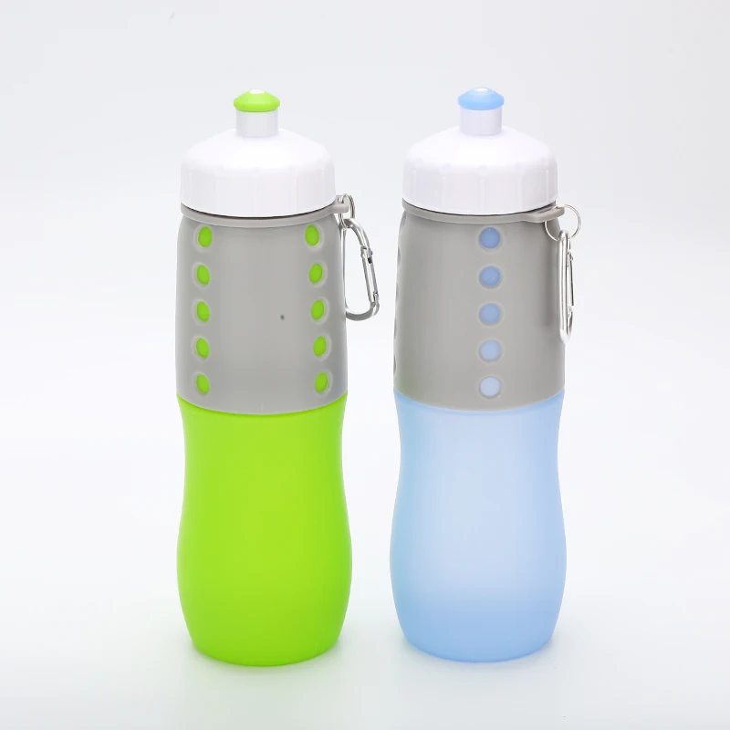 

BPA free silicone sport bottle collapsible drink bottle with carabiner