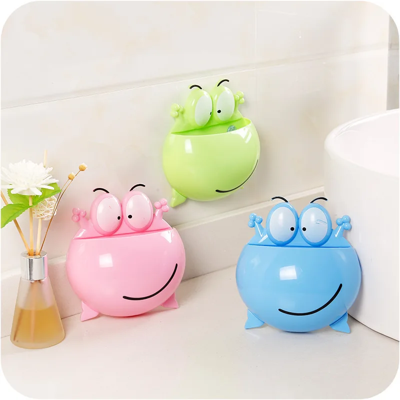 

Dropshipping Strong Suction Lovely Kids Wall Mounted Plastic Frog Toothbrush Holder