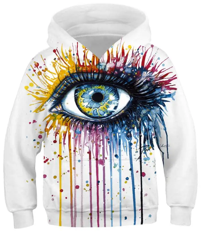 

Huayida 3D Print Eyes Kids Sweatshirts Long Sleeve Pullover Hooded Sweaters Children's Sports Hoodies, Customized color