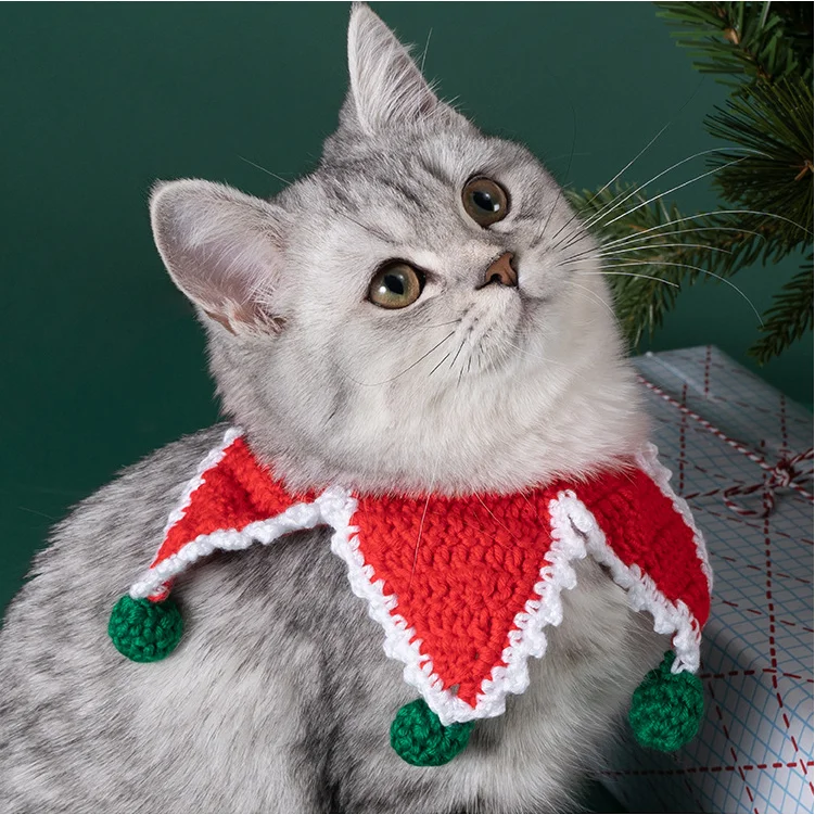 

Pet Clothes Accessories Christmas Warm Scarf Fashion Cat Dog Decorations Bandana, Green,red