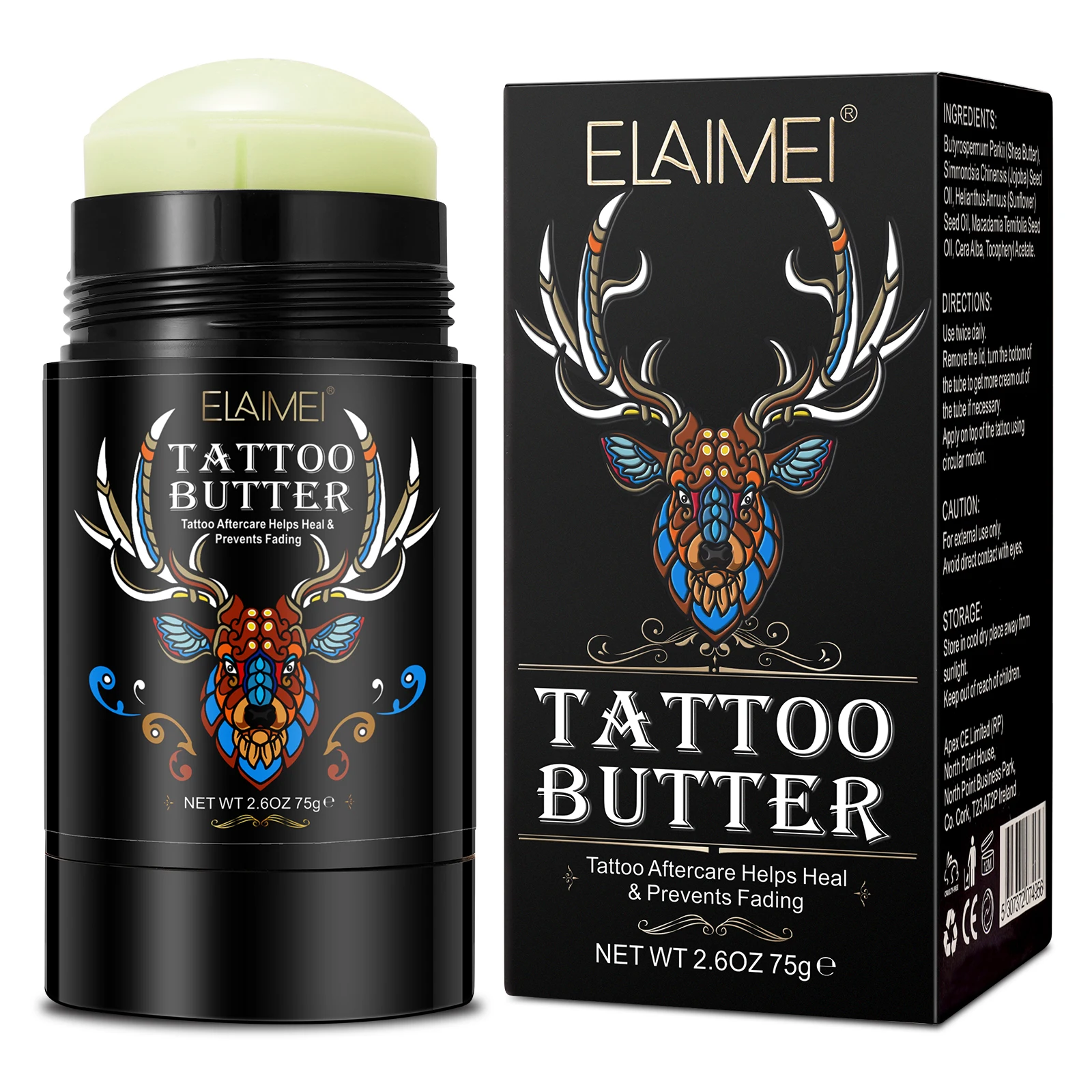 

ELAIME Butter Tattoo Brightening Healing Cream Tattoo Aftercare Balm Stick Professional Butter Care Cream for Tattoo Care