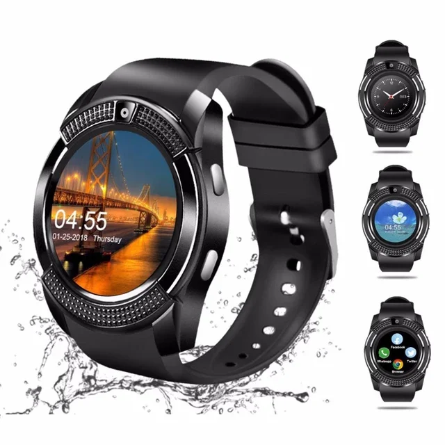 

Top Seller 2020 smart watch V8 Anti-lost sports phone watch fitness tracker waterproof smart bracelet with camera SIM card