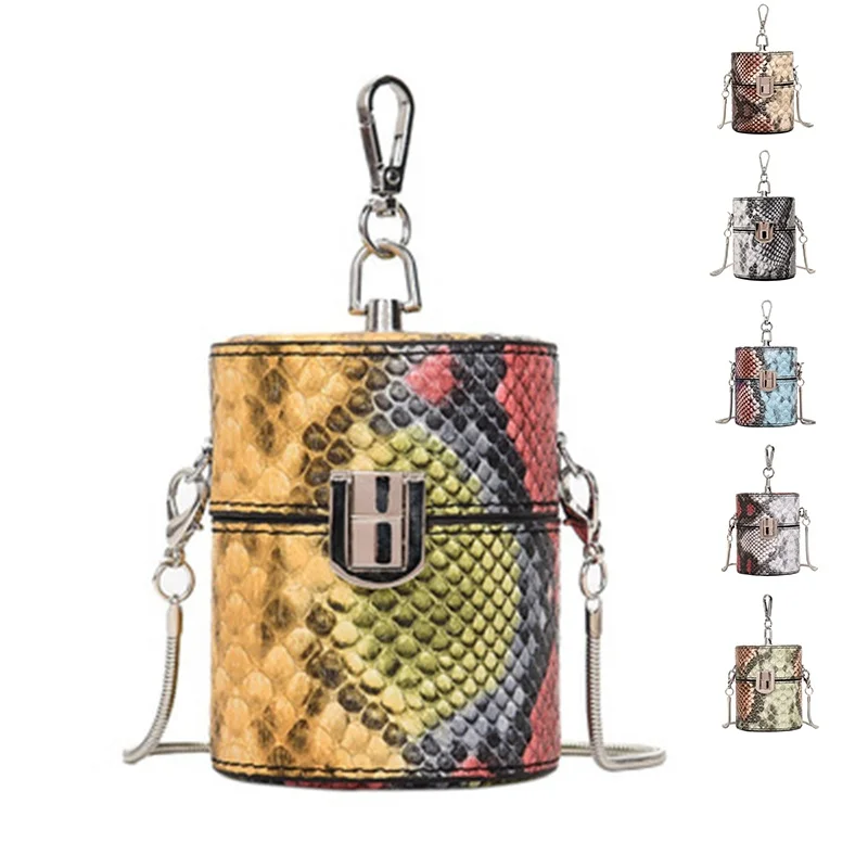 

Beautiful Snake Print Hand Bag Fashion Handbags Ladies Chain Mini Pu Bucket Bags