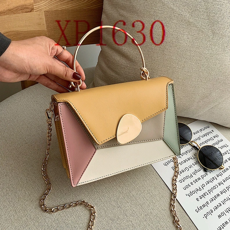 

XP1630 2020 spring new Korean style stitching female bag fashion shoulder messenger portable small square bag