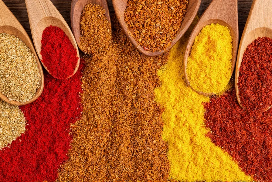 Close-up view of golden curry seasoning in a glass jar with measuring spoons