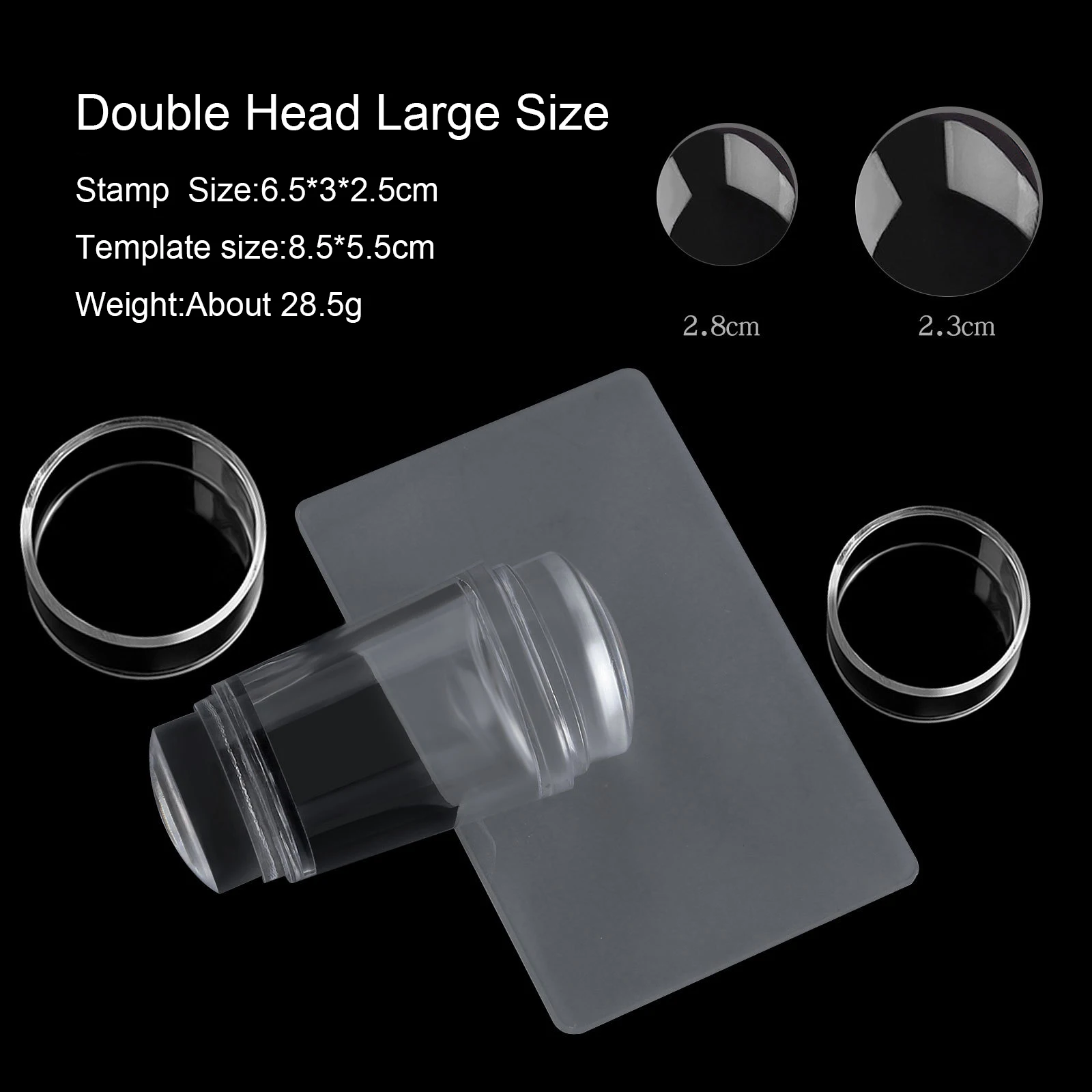 

New Design Clear Double Head French Nail Stamper Manicure with Scraper Silicone Seal Printing Tips Tool Nail Art Stamping