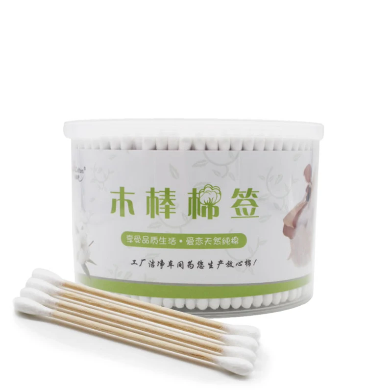 

Hypoallergenic Bamboo Q-Tips 500pcs Cotton Swabs Paper Stick Double-Headed Cotton Bud, White tip + bamboo stick