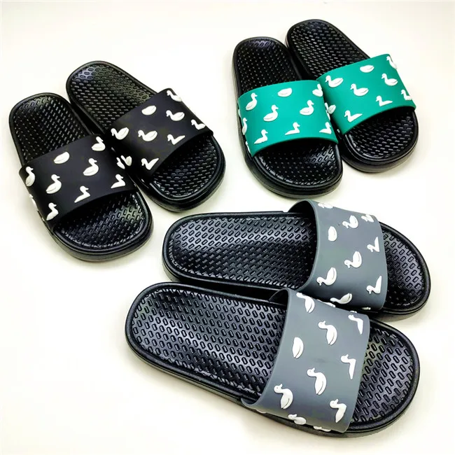 

New style casual home couple slippers flat bottom beach outdoor slippers, Black