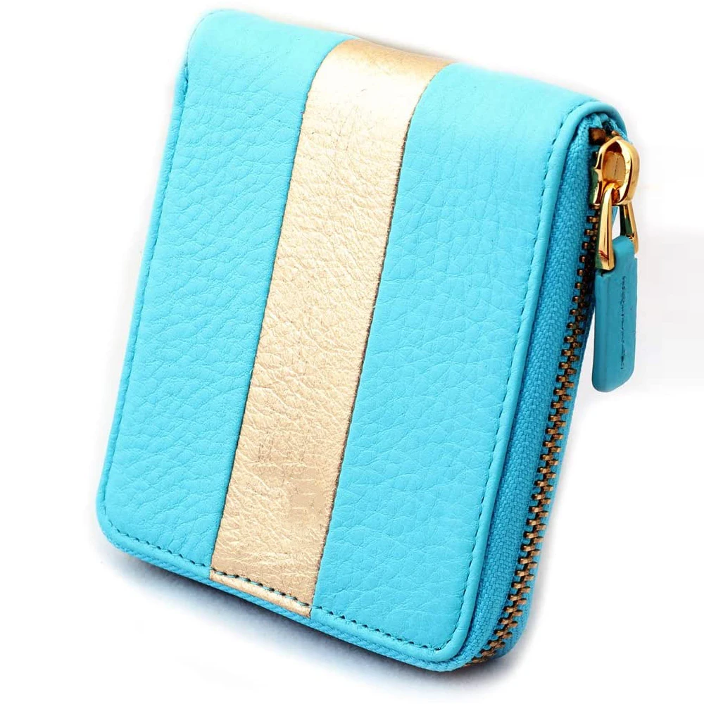 

Ladies Mini Short Purse Zipper Pocket Wallet RFID Blocking Women Small Leather Zip Around Wallet, Offer customized color