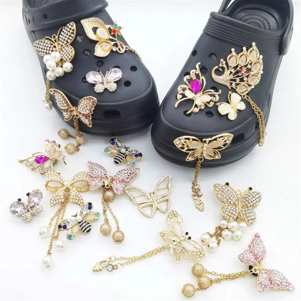 

Customized Hot Sale High-end metal bee butterfly newest products shoe charms decorations accessories