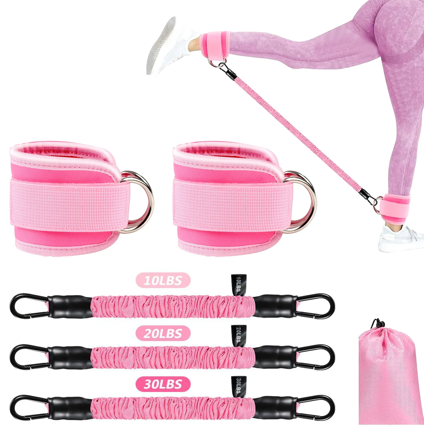 Home Fitness Toning Tubes Protective Butt Training Ankle Straps Latex Material Exercise Bands for Working out