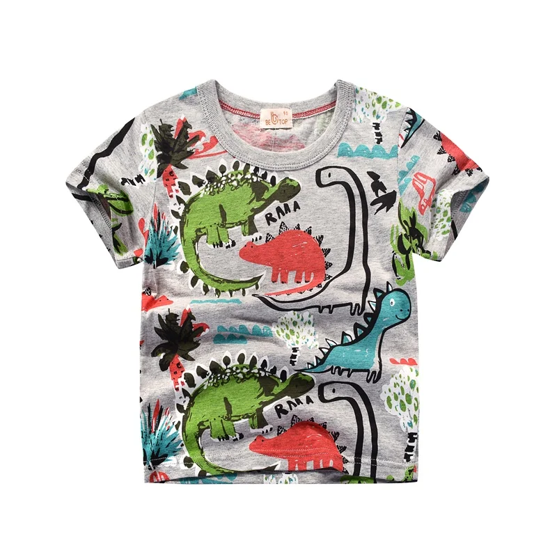 

Korean Style Short Sleeve Animal Bus Printing Children Creative T-shirts Kids Boy Pure Cotton Tops Dinosaur Clothes