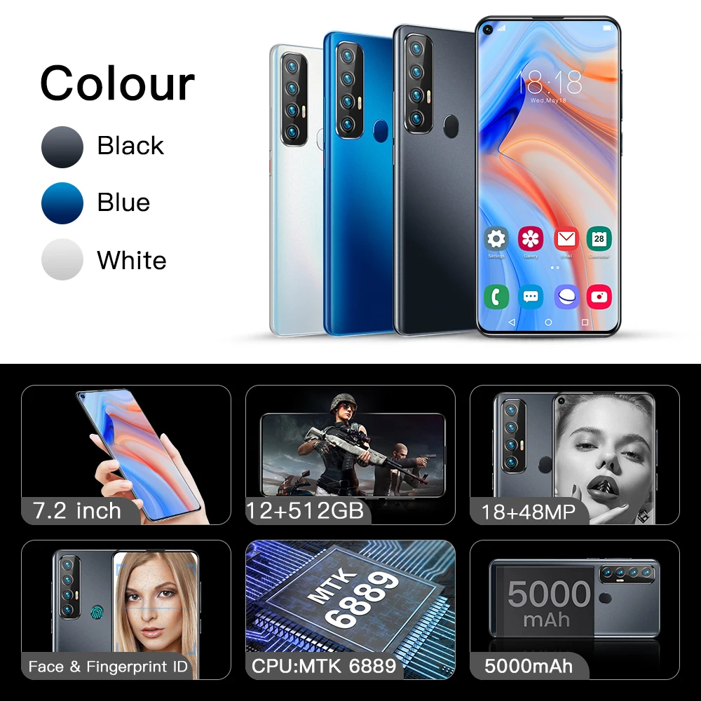 Rino5 Pro Smartphone 7 2 Inch 12gb Ram 512gb Rom Android 10 0 Unlock Mobile Phones Android Smartphone Buy Rino5 Pro Smartphone Android Smartphone Unlock Mobile Phones Product On Alibaba Com