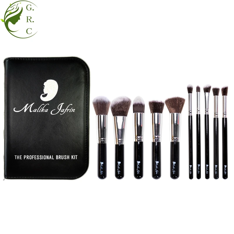 

High Quality Custom Logo Wholesale Luxury Private Label Professional Flat Synthetic Cosmetic Make Up Brushes Makeup Brush Set, Black