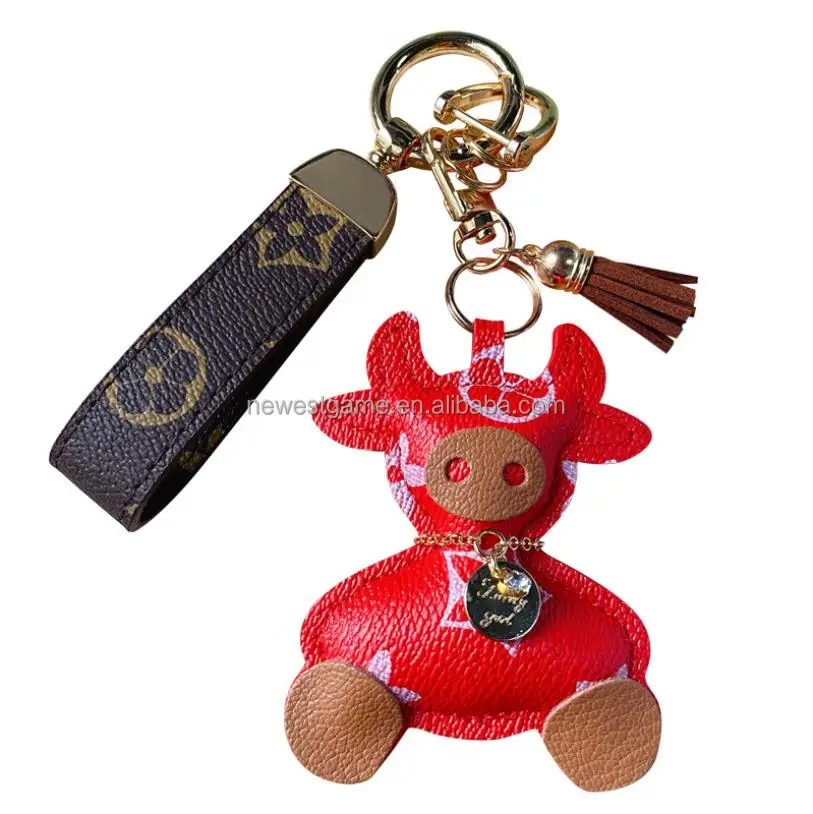 

fast delivery Europe and America Hot selling cowhide cute animal key pendant personalized custom logo bag key chain pendant
