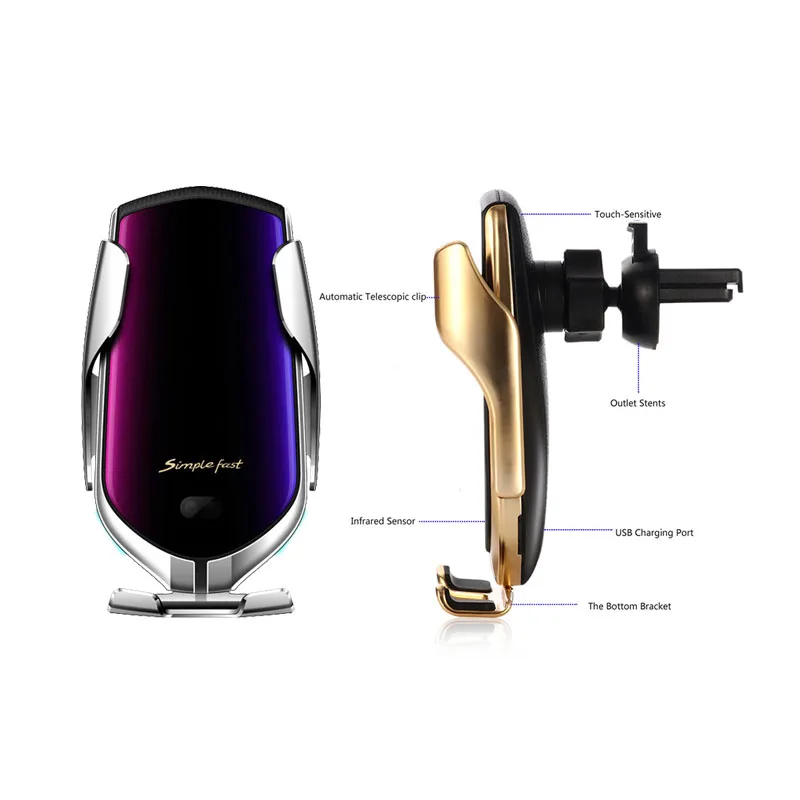 

factory direct sales R1 wireless car charger phone holder stand phone holder for car