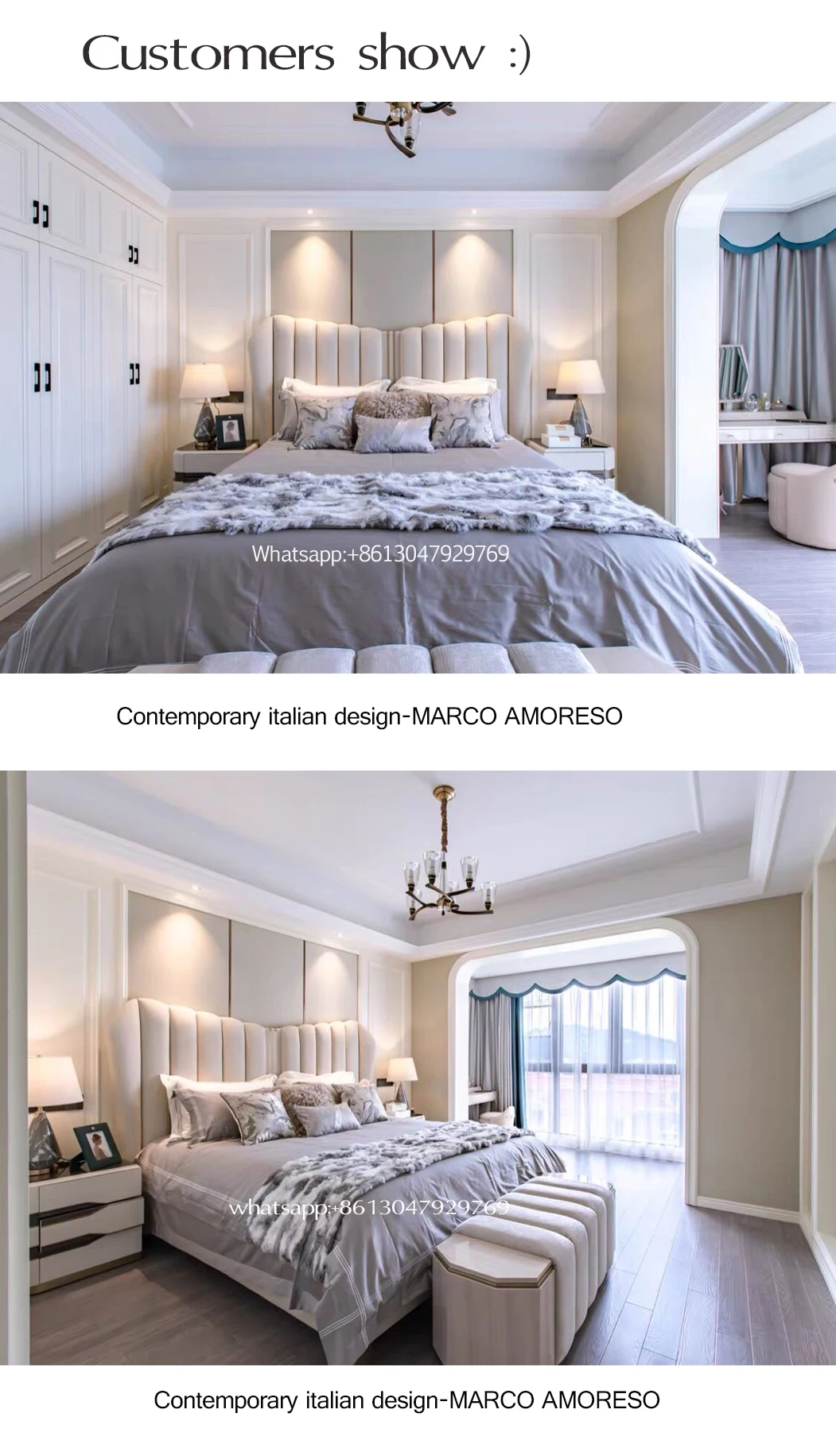 2020 New Product Ideas Italian Luxury Bedroom Furniture Leather Bed