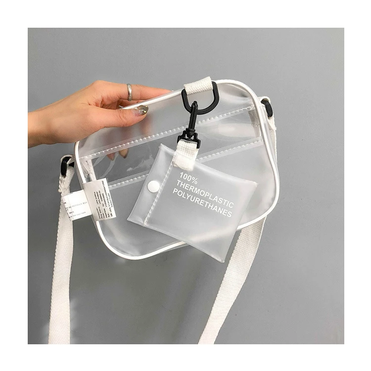 

Casual PVC Transparent Clear Women Crossbody Bags Shoulder Bag Handbag Jelly Small Phone Bags with Card Holder Wide Straps Flap, Customizable