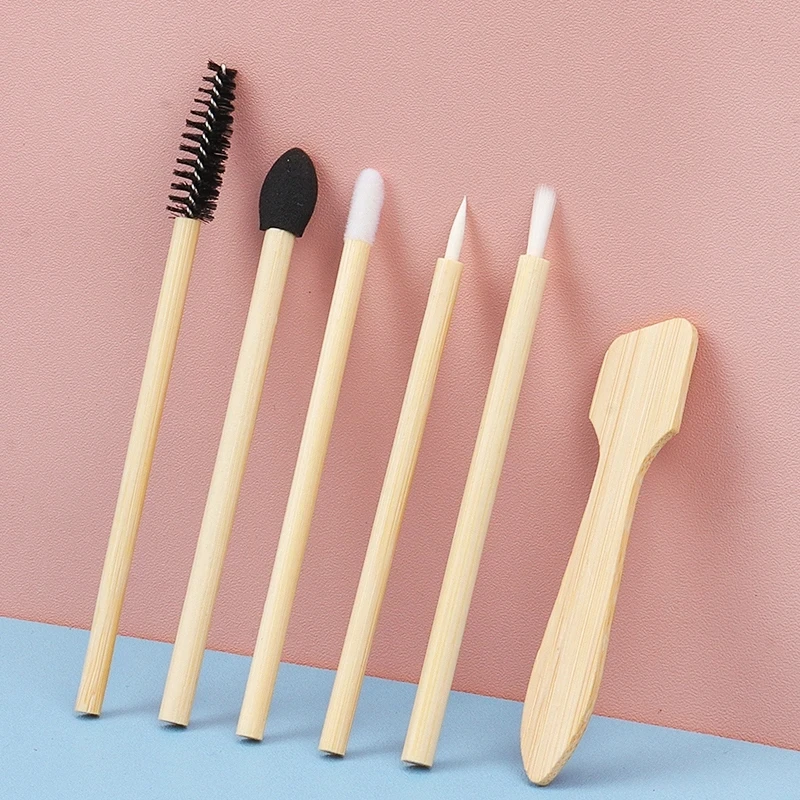 

Eco-friendly Applicators with Bamboo Handle Mascara Wand Lint-free Applicator Lip Brush Eyeliner Brush Spatula