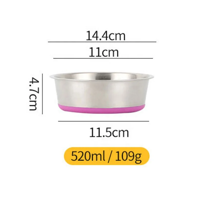 

Stable Anti-Slip Multi-Size Multi-Color Silicone Bottom Stainless Steel New Cat Bowl Dog Bowl Cat Feeder Dog Feeder For Hot Sale, Black and gray and purple and blue