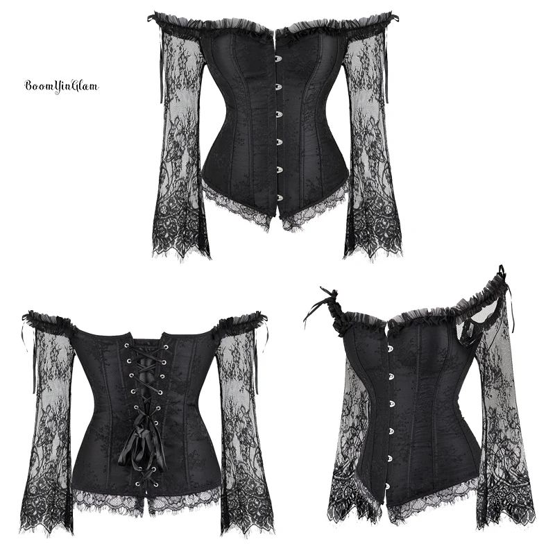Women Embroidered Corset Waist Slimming Gothic Shoulder Straps Overbust Corset Halter Bustiers Tank Top