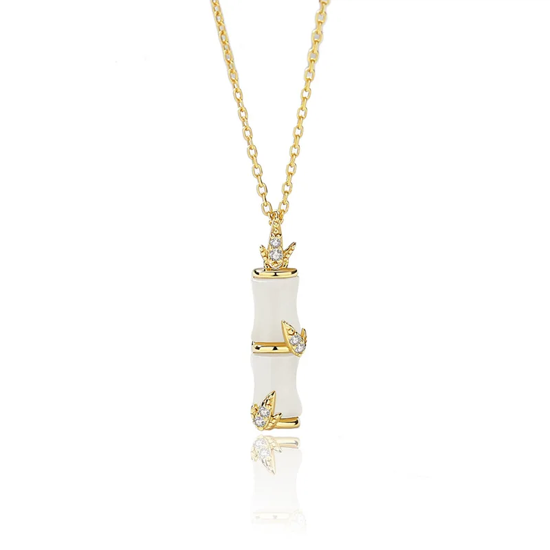 

Bamboo Pendant Necklace Female Trendy Simple Temperament Neck Jewelry Necklace For Women, As pic