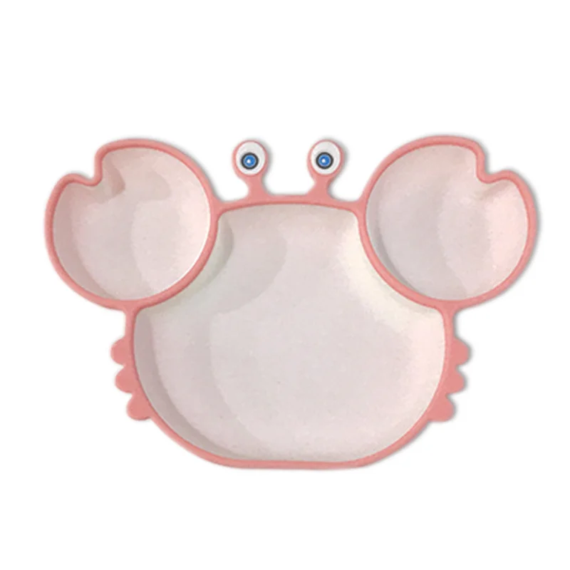 

Eco-friendly Animal Crap Shape Baby Silicone Plate For Baby dishes And Feeding, Blue+green+pink