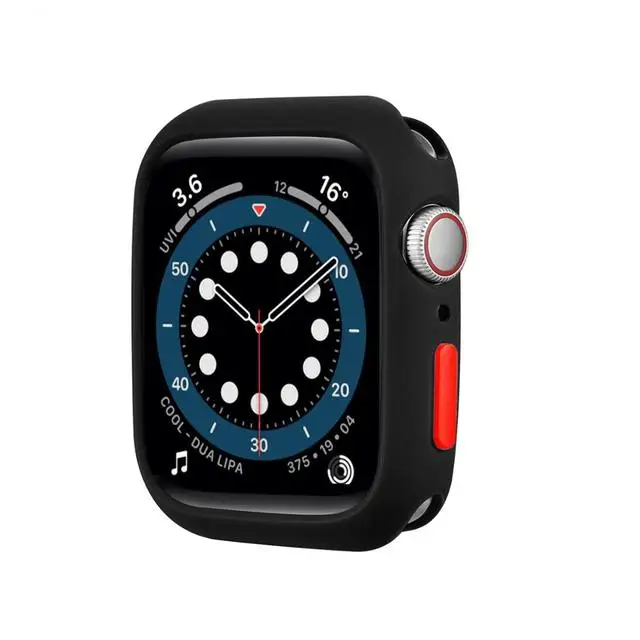 

Soft Silicone Protector Case Cover For Apple Watch 44mm 40mm 42mm 38mm Accessories Ultra Thin Case for iWatch Series 6 5 4 3 se, Black,gold,blue,red