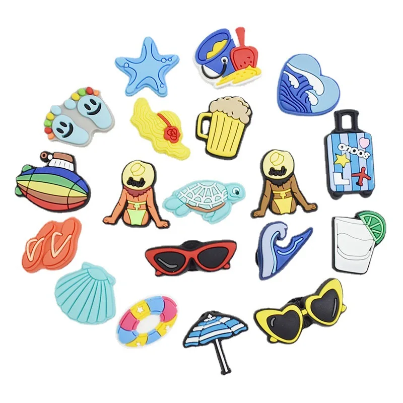 

New hot sale beach cartoon charm shoes decoration designer, As picture/custom