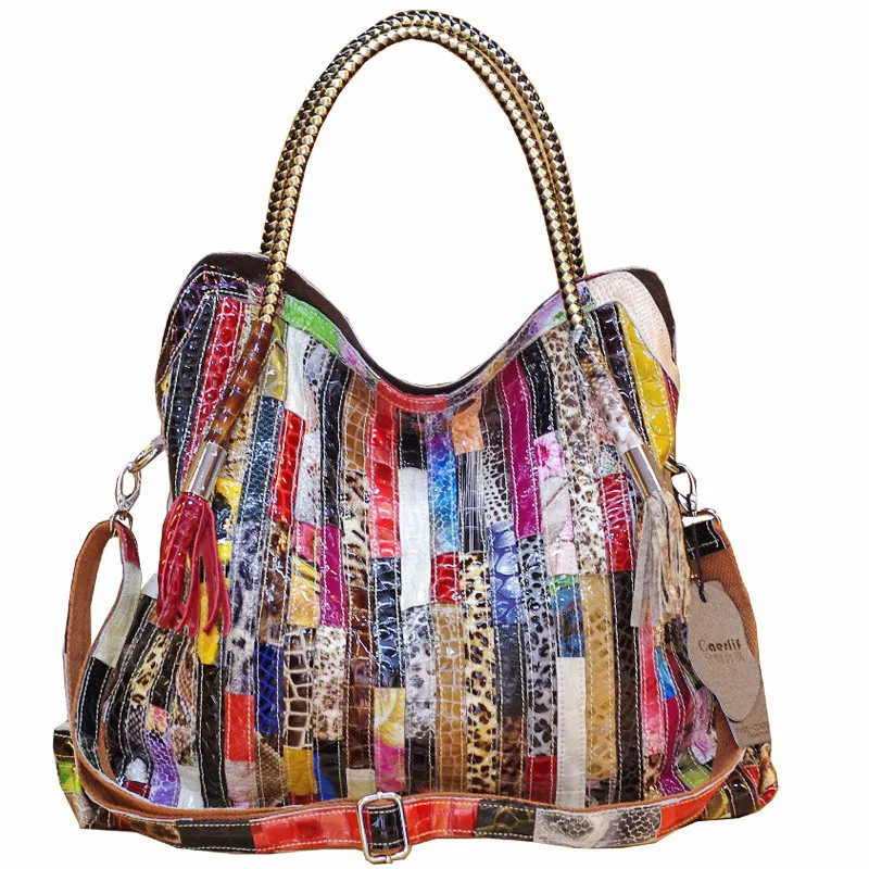 

colorful handbag 100% genuine leather tote bags for women handbag
