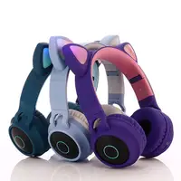 

New Arrival Christmas Gifts for Women Girls LED Glowing Foldable Cat Ear Headphones Bluetooth 5.0 with Mic Headphones for Kids