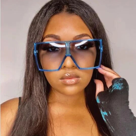 

Vintage Oversized One Piece Lens Women Sunglasses Hot Selling Female Ladies Square PC Shades Sun Glasses