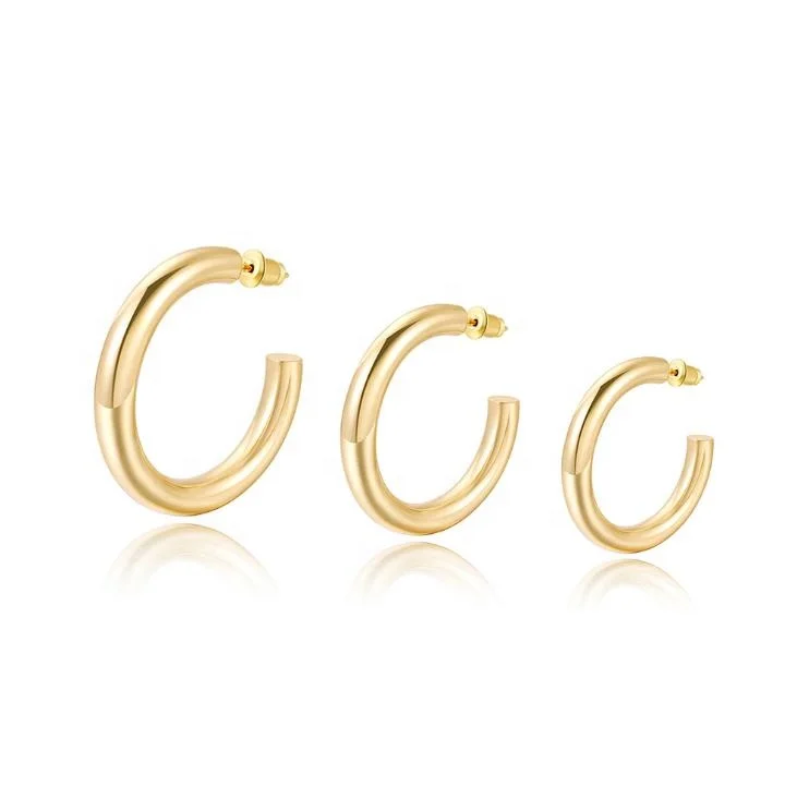 

Amazon hot selling 18K Gold Lightweight Chunky Open Hoops Gold Hoop Earrings for Women