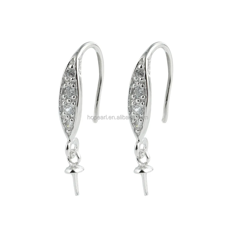 

SSE140 Earring Hook Findings 925 Sterling Silver Zircon Jewelry Making Supplies Earring Mount