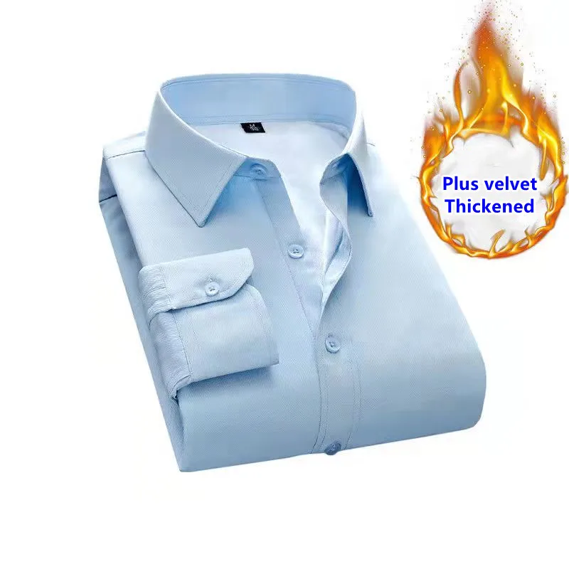 

Men's fashion new plus velvet warmth big size dress shirts custom wholesale men's shirts, White, black, light blue, dark blue, burgundy
