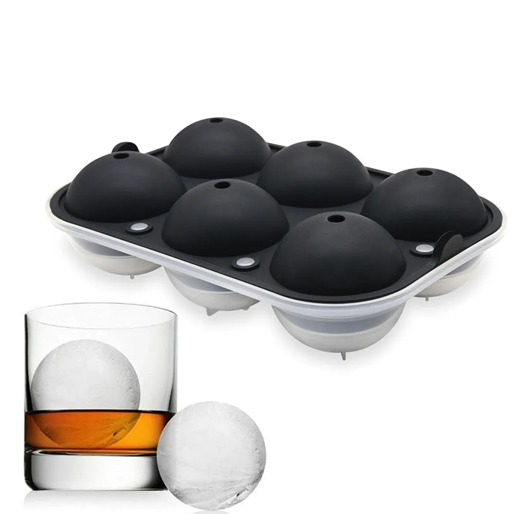 

BHD 100% FDA Food Grade 2.5 Inch Whiskey Silicone Round Mold Ice Ball Maker, Black
