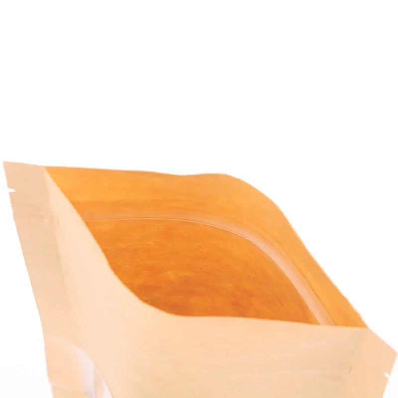 
Custom Stand Up clear window zipper kraft paper plastic pouch bag for coffee packing 