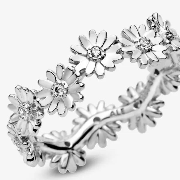 

925 sterling silver new style sparkling daisy flower crown ring for Pandora ring